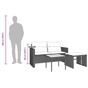 vidaXL 3-Piece Garden Sofa Set with Cushions Light Grey Poly Rattan