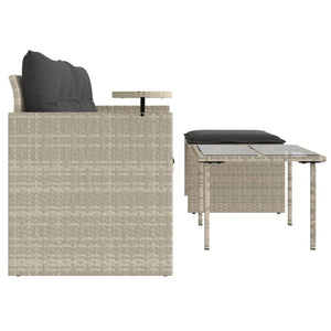 vidaXL 3-Piece Garden Sofa Set with Cushions Light Grey Poly Rattan