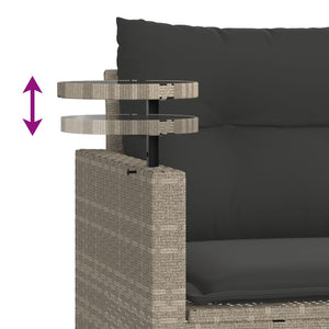 vidaXL 3-Piece Garden Sofa Set with Cushions Light Grey Poly Rattan