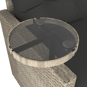 vidaXL 3-Piece Garden Sofa Set with Cushions Light Grey Poly Rattan