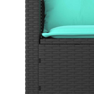 vidaXL 3-Piece Garden Sofa Set with Cushions, Black Poly Rattan