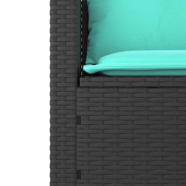 vidaXL 3-Piece Garden Sofa Set with Cushions, Black Poly Rattan