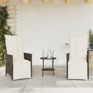 vidaXL 3-Piece Bistro Set with Cushions Brown Poly Rattan