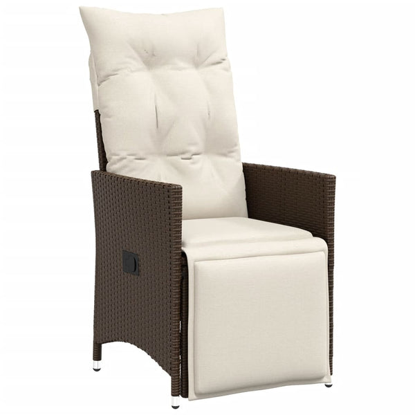 vidaXL 3-Piece Bistro Set with Cushions Brown Poly Rattan