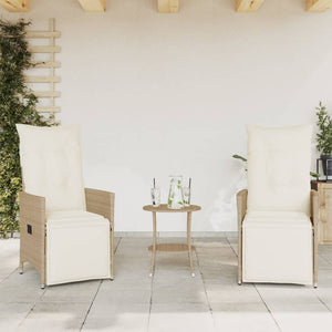 vidaXL 3-Piece Bistro Set with Cushions Beige Poly Rattan