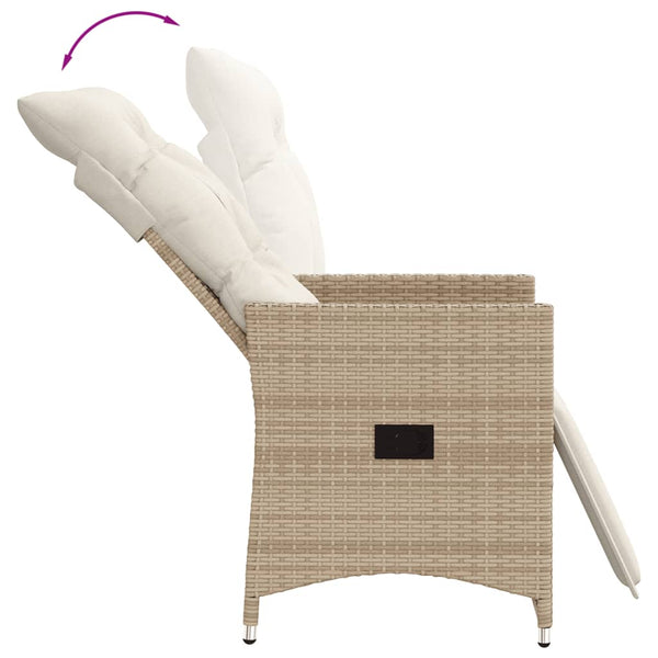 vidaXL 3-Piece Bistro Set with Cushions Beige Poly Rattan