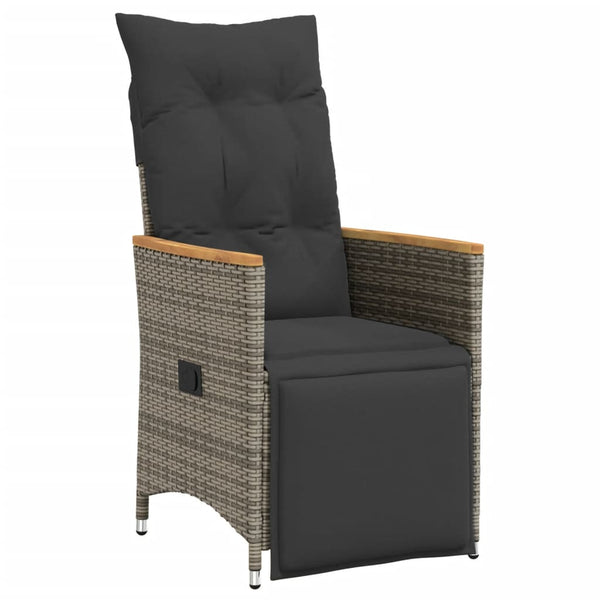 vidaXL 3-Piece Bistro Set with Cushions Grey Poly Rattan
