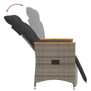 vidaXL 3-Piece Bistro Set with Cushions Grey Poly Rattan