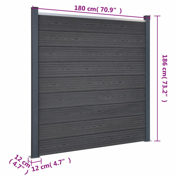 vidaXL Fence Panel Set Grey 699x186 cm WPC
