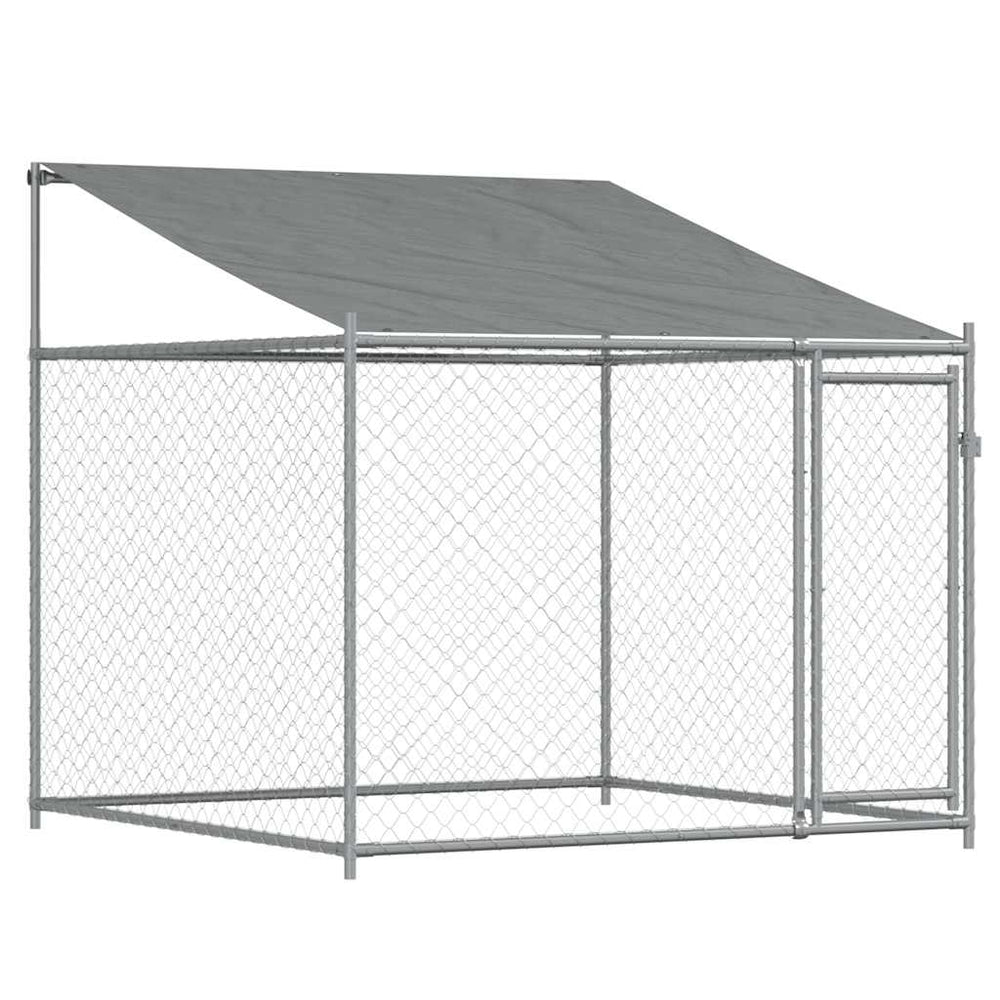vidaXL Dog Kennel with Roof and Door Grey 2x2x2 m Galvanized Steel