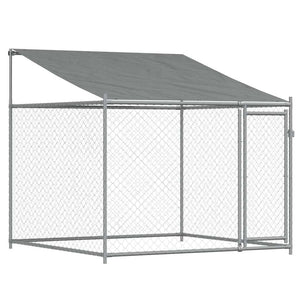 vidaXL Dog Kennel with Roof and Door Grey 2x2x2 m Galvanized Steel