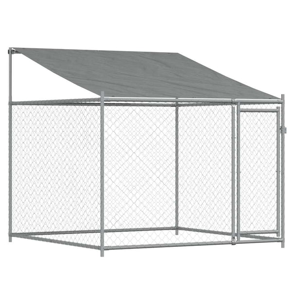 vidaXL Dog Kennel with Roof and Door Grey 2x2x2 m Galvanized Steel