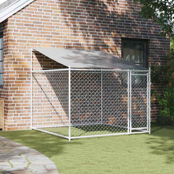 vidaXL Dog Kennel with Roof and Door Grey 2x2x2 m Galvanized Steel