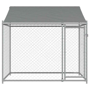 vidaXL Dog Kennel with Roof and Door Grey 2x2x2 m Galvanized Steel