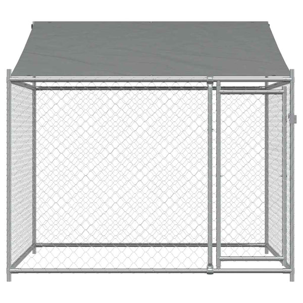 vidaXL Dog Kennel with Roof and Door Grey 2x2x2 m Galvanized Steel