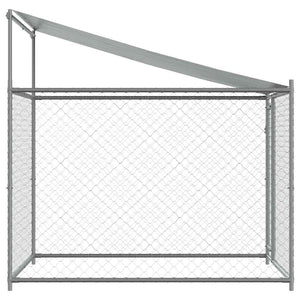 vidaXL Dog Kennel with Roof and Door Grey 2x2x2 m Galvanized Steel