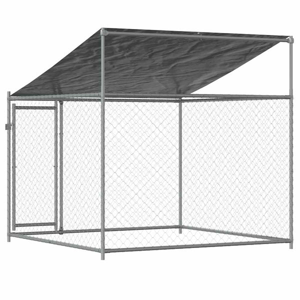 vidaXL Dog Kennel with Roof and Door Grey 2x2x2 m Galvanized Steel