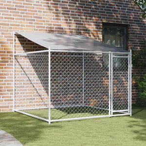 vidaXL Dog Kennel with Roof and Door Grey 2x2x2 m Galvanized Steel