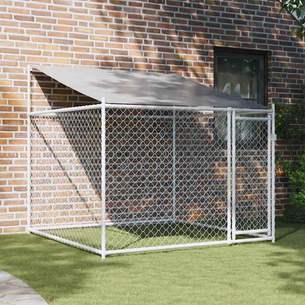 vidaXL Dog Kennel with Roof and Door Grey 2x2x2 m Galvanized Steel