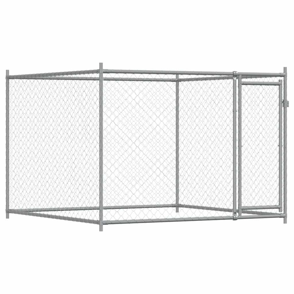 vidaXL Dog Kennel with Door Grey 2x2x1.5 m Galvanised Steel