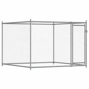vidaXL Dog Kennel with Door Grey 2x2x1.5 m Galvanised Steel