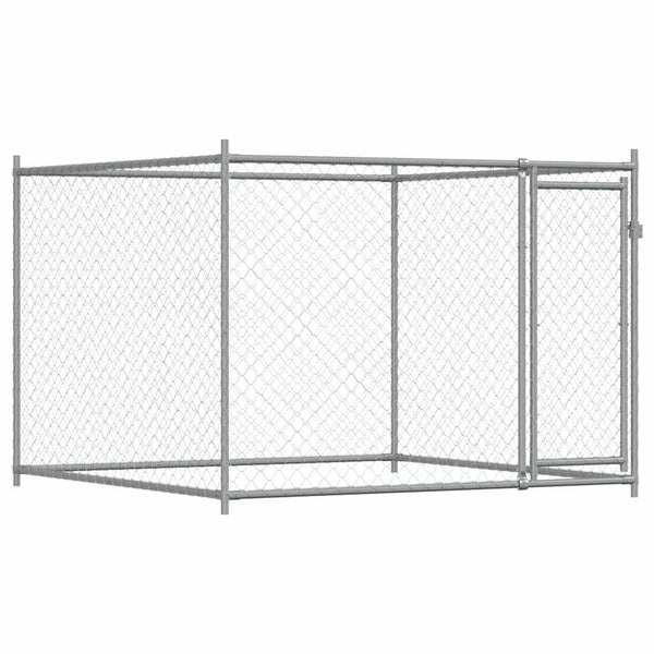 vidaXL Dog Kennel with Door Grey 2x2x1.5 m Galvanised Steel