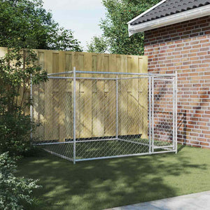 vidaXL Dog Kennel with Door Grey 2x2x1.5 m Galvanised Steel