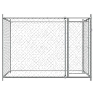 vidaXL Dog Kennel with Door Grey 2x2x1.5 m Galvanised Steel