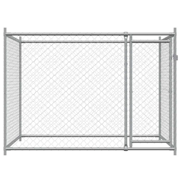 vidaXL Dog Kennel with Door Grey 2x2x1.5 m Galvanised Steel