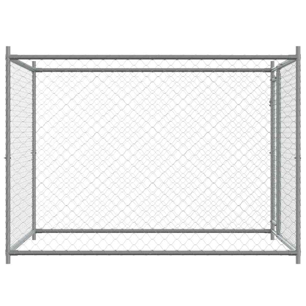 vidaXL Dog Kennel with Door Grey 2x2x1.5 m Galvanised Steel