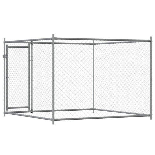 vidaXL Dog Kennel with Door Grey 2x2x1.5 m Galvanised Steel