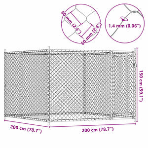 vidaXL Dog Kennel with Door Grey 2x2x1.5 m Galvanised Steel