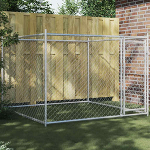 vidaXL Dog Kennel with Door Grey 2x2x1.5 m Galvanised Steel