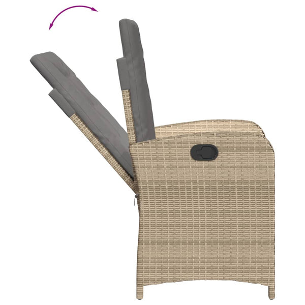 3-tlg. Poly Rattan Garten Essgruppe mit Kissen