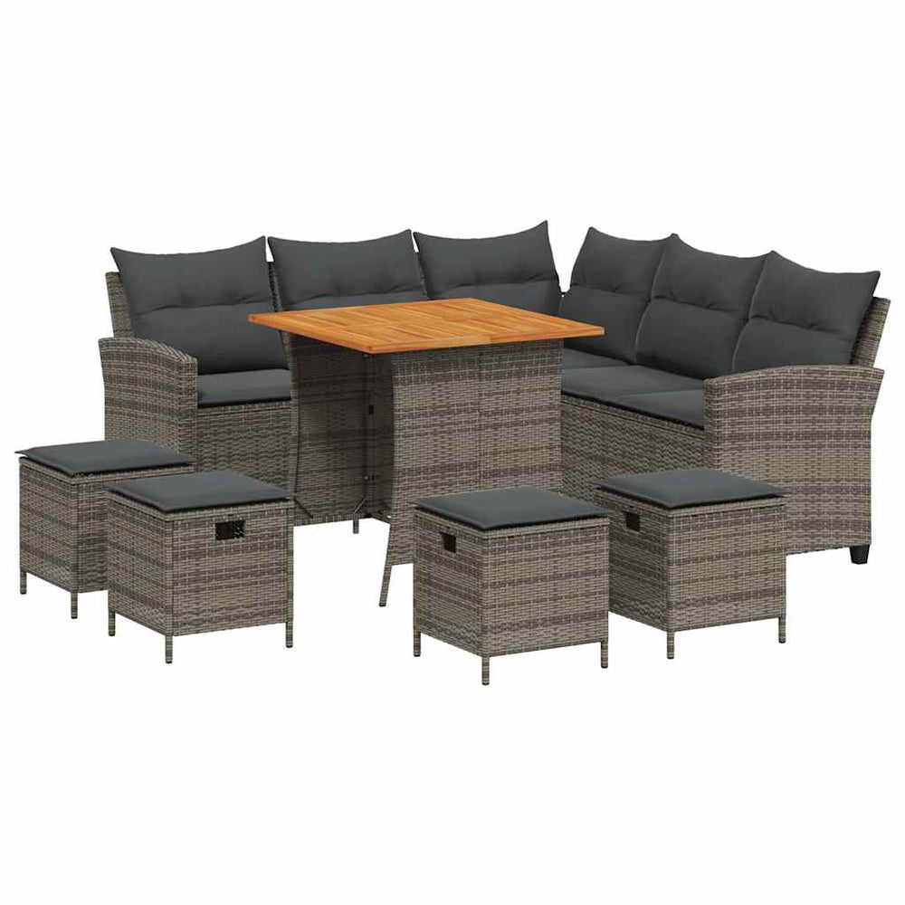 6-tlg. Garten Sofagarnitur Grau Poly Rattan