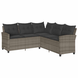 6-tlg. Garten Sofagarnitur Grau Poly Rattan