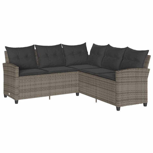 6-tlg. Garten Sofagarnitur Grau Poly Rattan