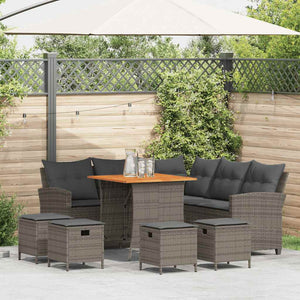 6-tlg. Garten Sofagarnitur Grau Poly Rattan