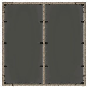 vidaXL Garden Table with Glass Top Grey 90x90x75 cm Poly Rattan