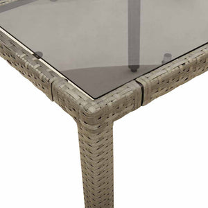 vidaXL Garden Table with Glass Top Grey 90x90x75 cm Poly Rattan