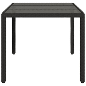 vidaXL Garden Table with Glass Top Black 150x90x75 cm Poly Rattan