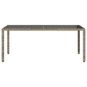 vidaXL Garden Table with Glass Top Grey 190x90x75 cm Poly Rattan