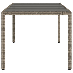 vidaXL Garden Table with Glass Top Grey 190x90x75 cm Poly Rattan