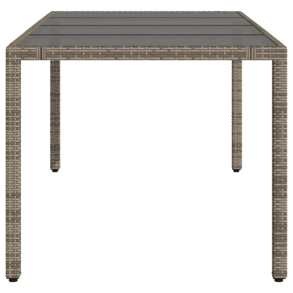 vidaXL Garden Table with Glass Top Grey 190x90x75 cm Poly Rattan