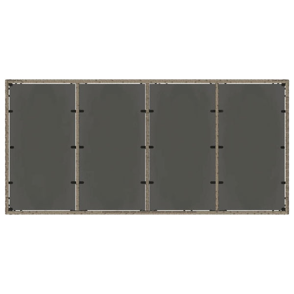 vidaXL Garden Table with Glass Top Grey 190x90x75 cm Poly Rattan