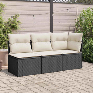 vidaXL Garden Corner Sofa with Cushions Black Poly Rattan