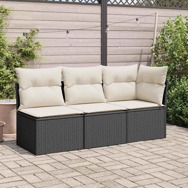 vidaXL Garden Corner Sofa with Cushions Black Poly Rattan