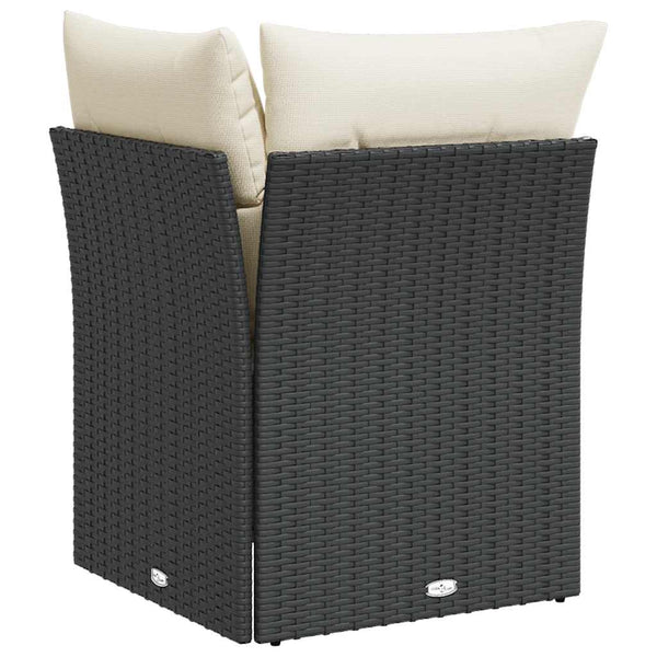 vidaXL Garden Corner Sofa with Cushions Black Poly Rattan