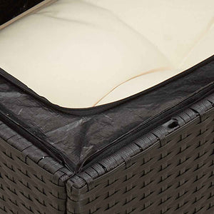 vidaXL Garden Corner Sofa with Cushions Black Poly Rattan
