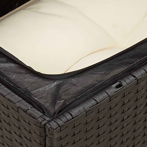 vidaXL Garden Corner Sofa with Cushions Black Poly Rattan